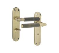 Infinity Decor Knurled Internal Lever Bathroom Door Handle on Thumb Turn Backplate Pair Matt Antique - Ideal for Interior Bathroom Doors