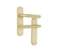 Infinity Decor Knurled Lever Latch Door Handle on Backplate Set Passage Door Pulls - Suitable for Interior & Exterior Doors (Satin Brass)