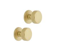 Infinity Decor Knurled Modern Mortice Door Knobs Set in Satin Brass Finish 55mm - Solid Brass Pull Handles for Interior & Exterior Doors