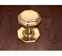 Infinity Decor Large Octagonal Centre Door Knob 50mm - Solid Brass Pull Handle for External Doors (Brass)