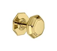 Infinity Decor Large Octagonal Centre Door Knob 80mm - Solid Brass Pull Handle in Polished Brass for External Doors