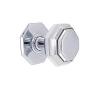 Infinity Decor Large Octagonal Polished Chrome Center Doorknob - Solid Brass Stylish Front Door Pull Handle for External and Interior Use