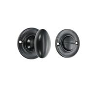 Infinity Decor Matt Black Slimline Security Thumb Turn and Release Lock Pack with Emergency Release - Solid Brass Privacy Latch for Bathroom Doors