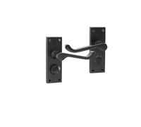 Infinity Decor Matt Black Victorian Scroll Privacy Latch Lever on Backplate Door Handles 118x40mm - Pull Door Handles for Interior Bathroom Bedroom Doors