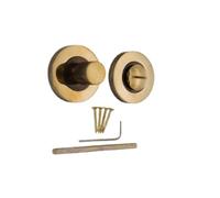 Infinity Decor Modern Style Knurled Textured Bathroom Privacy Thumb Turn with Emergency Release Toilet WC Latch Lock Aged Brass Finish for Interior Exterior Toilet Doors