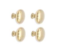 Infinity Decor Mushroom Shaped Solid Brass Round Cupboard Knob Polished Brass Pack of 4 Pull Handle 32mm - Ideal for Drawer Cabinets Doors