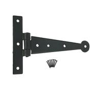 Infinity Decor One Piece Hand Forged Wrought Iron 6” (150mm) Penny End Tee Hinge in Black Beeswax Finish Ideal for Wooden Gate, Shed, Barn Door