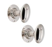 Infinity Decor Oval Mortice Door Knobs in Solid Brass- Victorian Period Style Door Pull Handles (Polished Nickel)