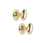 Infinity Decor Oval Mortice Door Knobs Set Polished Brass Pull Handles Pair - Victorian Knob Ideal for Residential Internal Use