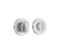 Infinity Decor Oval or Euro Profile Key Hole Escutcheon/Bathroom Thumb Turn & Release Set (Satin Chrome, Bath Turn & Release)