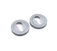 Infinity Decor Oval or Euro Profile Key Hole Escutcheon/Bathroom Thumb Turn & Release Set (Satin Chrome, Euro Profile Escutcheon)