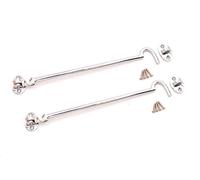 Infinity Decor Pack of 2,10" (250mm) Heavy Duty Brass Cabin Hook & Eye Silent Catch/Latch/Holder/Back Gate/Shed/Patio Door in Various Finishes (Polished Chrome)