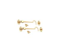 Infinity Decor Pack of 2 Heavy Duty Polished Brass 4" (100mm) Cabin Hook & Eye Silent Catch Door Latch Lock for Gate Shed Patio Window Garden Gate