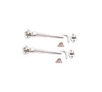 Infinity Decor Pack of 2 Heavy Duty Polished Chrome 6" (150mm) Cabin Hook & Eye Silent Catch Door Latch Lock for Gate Shed Patio Window Garden Gate