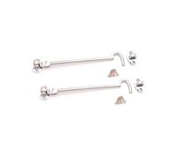 Infinity Decor Pack of 2 Heavy Duty Polished Chrome 8" (200mm) Cabin Hook & Eye Silent Catch Door Latch Lock for Gate Shed Patio Window Garden Gate