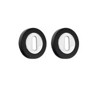 Infinity Decor Pack of 2 Oval Standard Keyhole Escutcheon in Dual Tone Black and Polished Chrome Finish - Door Lock Covers for Interior and Exterior Doors