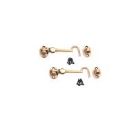 Infinity Decor Pack of 2 Solid Brass Cabin Hook and Eye Silent Catch 100mm (4") Door Window Shed Gate Latches in Antique Brass Finish