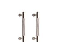 Infinity Decor Pack of 2 Solid Brass Knurled T Bar Cabinet Door Handle in Satin Silver Finish - 160mm Pull Handle for Interior Kitchen Cupboard Drawers