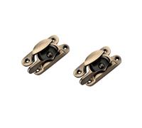 Infinity Decor Pack of 2 Victorian Sash Window Fitch Fastener Lock - Polished Brass or Chrome - Made from Solid Brass (Antique Brass)