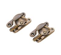 Infinity Decor Pack of 2 Victorian Sash Window Fitch Fastener Lock - Polished Brass or Chrome - Made from Solid Brass (Antique Brass)