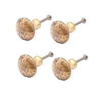 Infinity Decor Pack of 4 Aged Brass Hammered Pattern Mushroom Shaped Cupboard Knob 38mm Pull Handle - Ideal for Drawer Cabinets Furniture Doors