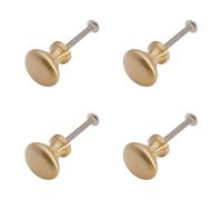 Infinity Decor Pack of 4 Mushroom Cupboard Knobs 25mm Solid Brass in Satin Brass Finish Furniture Hardware for Kitchen Cabinets, Dresser Drawers, and Wardrobes Vintage Pulls Set