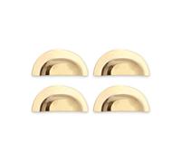 Infinity Decor Pack of 4 Polished Brass Vintage Style Semicircular Half Moon Cup Pull 105mm - Solid Brass Kitchen Cabinet Cupboard Drawer Door Handle