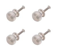 Infinity Decor Pack of 4 Reeded Beehive Cupboard Knobs 30mm Solid Brass in Polished Nickel Finish for Drawers, Cabinets & Wardrobes Classic Decorative Hardware Set