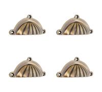 Infinity Decor Pack of 4 Shell Cup Pull Half Moon Cabinet Handles in Antique Brass Finish Suitable for Kitchen Cupboard Door Wardrobe Drawer Knob
