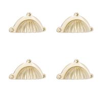 Infinity Decor Pack of 4 Solid Brass Shell Cup Pull Half Moon Cabinet Handles in Polished Brass Finish Suitable for Kitchen Cupboard Door Wardrobe Drawer Knobs
