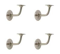 Infinity Decor Pack of 4 Traditional Handrail Brackets Satin Nickel - Heavy Duty Wall Mounted Support Holds Banister Staircase and Railings
