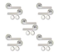 Infinity Decor Pack of 5 Dual Tone Oval T Bar Lever on Round Rose Door Handles with Escutcheon Pack - for Interior & Exterior Use