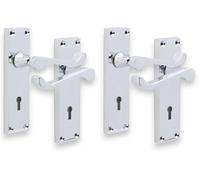 Infinity Decor Pack of Victorian Scroll Internal Lever Lock Door Handle on Rectangular Backplate in Polished Chrome - for Interior and Exterior Doors (Pack of 2)