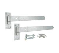 Infinity Decor Pair of 24 inch 600mm Heavy Duty Iron Straight Hook and Band Hinges Weatherproof in Galvanised Zinc for Garden/Shed/Barn or Garage Gates