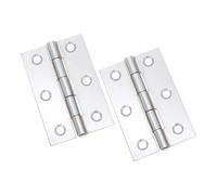 Infinity Decor Pair of 3 Inch (75mm) Steel Butt Hinges - Cupboard Cabinet Wooden Door Hinges for Internal & External Use (Polished Chrome)