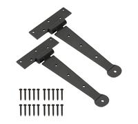 Infinity Decor Pair of 9" 225mm Traditional Hand Forged Wrought Iron T Hinges Penny End in Black Beeswax Finish for Wooden Outdoor Gate