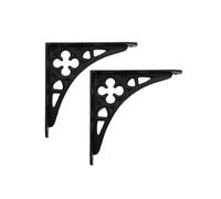 Infinity Decor Pair of Black Heavy-Duty Old Style Gothic Triangle Floating Cast Iron Wall Mounted Shelf Brackets for Home Wall Decor, Books, Farmhouse, Kitchen, Living Room