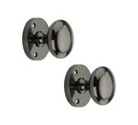 Infinity Decor Pair of Black Nickel Victorian Style Round Mortice Door Knobs 52mm Pull Handles Set for Internal and External Doors