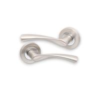 Infinity Decor Pair of Dual Tone Twisted Lever Latch Door Handles on Round Rose Set Interior Pull Handles - Ideal for Interior & Exterior Doors
