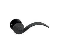 Infinity Decor Pair of Hand Forged Antique Old Vintage Lever on Rose Door Handles in Matt Black Finish Passage Pull Handles Set - Ideal for Interior & Exterior Doors