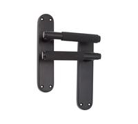 Infinity Decor Pair of Matt Black Knurled Lever on Backplate Door Handles Set - Pull Handles Ideal for Internal & Exterior Doors