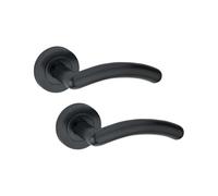 Infinity Decor Pair of Modern Gunmetal Grey Tang Curved Lever on Rose Door Pull Handles Pack - Ideal for Internal & External Use