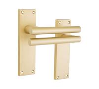Infinity Decor Pair of Modern Style Straight Lever on Rectangular Backplate Latch Door Handle Set in Satin Brass Finish 155mm Ideal for Internal & Exterior Doors