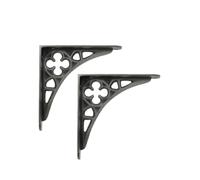 Infinity Decor Pair of Pewter Heavy-Duty Old Style Gothic Triangle Floating Cast Iron Wall Mounted Shelf Brackets for Home Wall Decor, Books, Farmhouse, Kitchen, Living Room