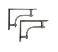 Infinity Decor Pair of Pewter Heavy-Duty Scaffold Board Cast Iron Shelf Brackets Triangle Floating Wall Mounted Brackets for Books, Living Room, Outdoor Support