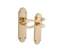 Infinity Decor Pair of Polished Brass Victorian Scroll Lever on Half Round Backplate Latch Door Handles Set - Ideal for Internal & Exterior Doors