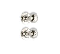 Infinity Decor Pair of Polished Nickel Hammered Ball Mortice Door Knobs 45mm Handles Set - Ideal for Interior and Exterior use