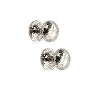 Infinity Decor Pair of Polished Nickel Hammered Mushroom Mortice Rim Door Knobs 50mm Handles Set - Ideal for Interior and Exterior use