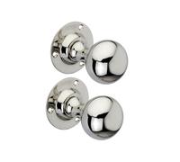 Infinity Decor Pair of Polished Nickel Old Style Solid Brass Ball Mortice Door Pull Knobs Set 45mm - Ideal for Interior & Exterior Doors