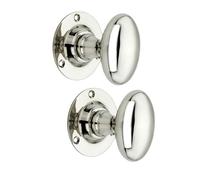 Infinity Decor Pair of Polished Nickel Oval Mortice Door Knob Latch Pull Handles Set 58mm - Victorian Knobs for Internal and External Doors